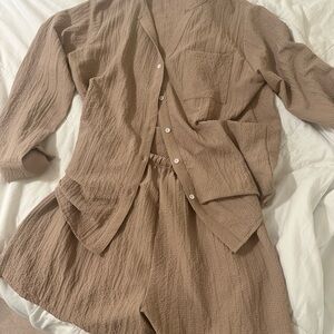 Brown Textured Lounge Set